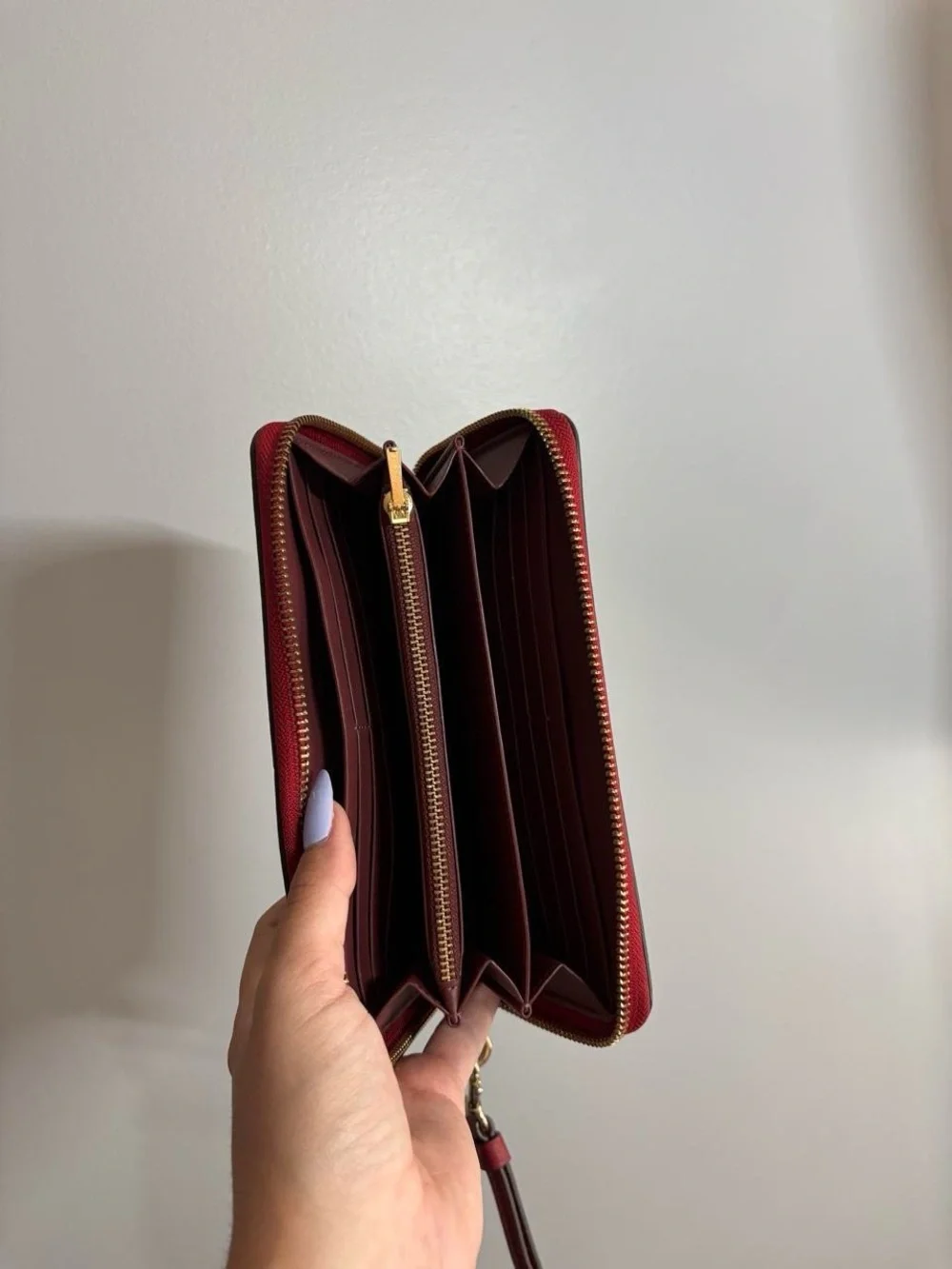 Coach Brown Signature Tote and Matching Wallet with Red Handles
